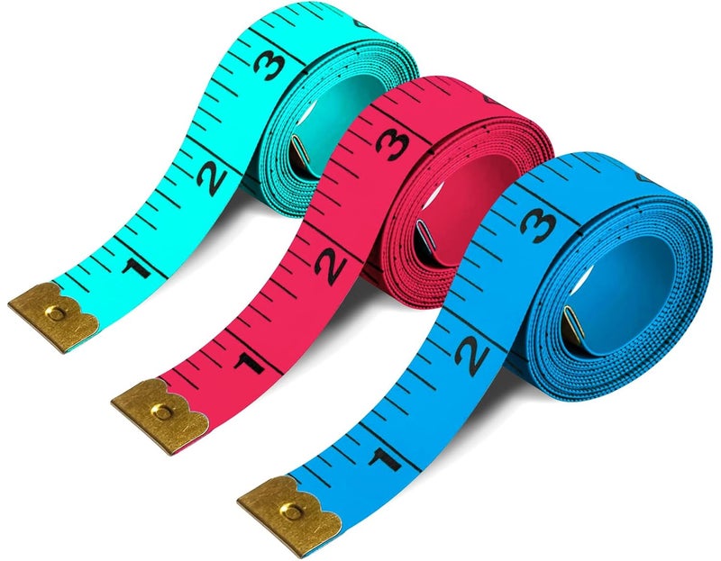 MYGBBKITDEC Tape Measure Body Sewing Measuring Tape Soft Double Scale Fabric Tape Measurement for Sewing Cloth 60-inch, 3 Pack Craft Vinyl Tailor Ruler for Weight Loss (Multicolors) - Image 1